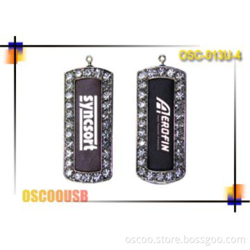 Leather style USB drive with Hot stamp logo optional,Diamond decorated